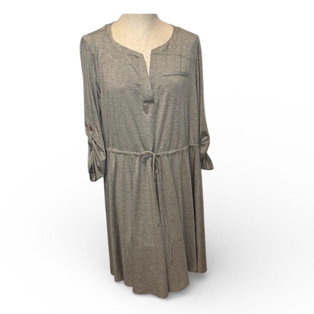 NWT Torrid L Cas Grey Dress new‎ open back plus +size 3/4 sleeve size 1